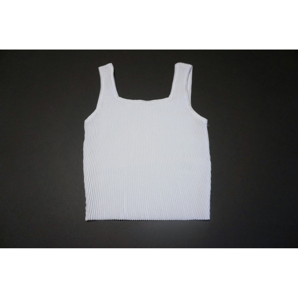 GB Girls White Ribbed Knit Sweater‎ Tank Top Square Neck Size M 8-10